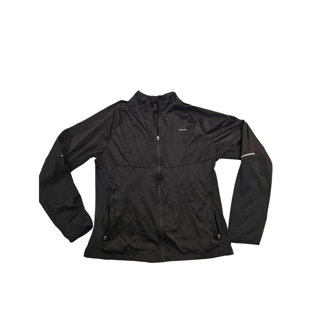 Hind Running Jacket Mens Medium Black Full Zip Reflective Performance Track Coat